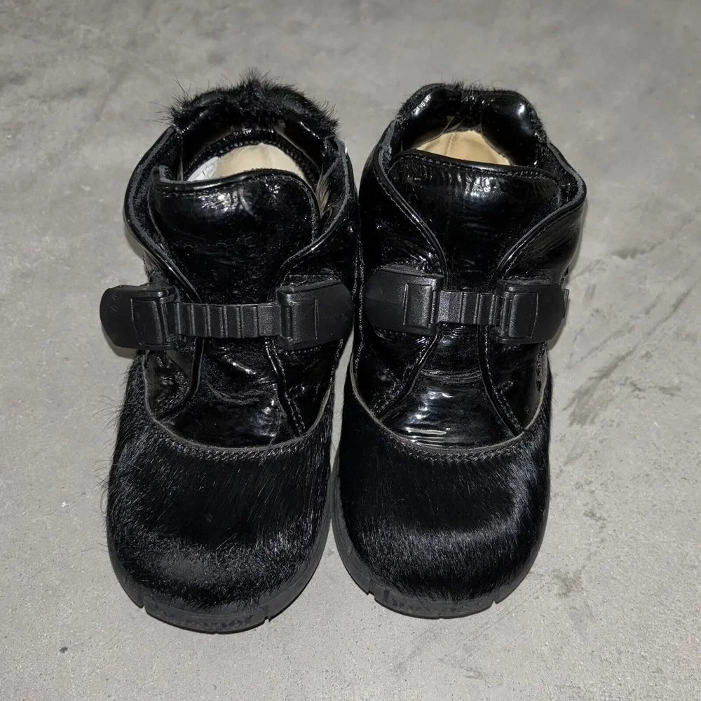Giugiaro Bumper Black Pony Hair Ankle Chukka Boots EU 24‎ US  7 Gorpcore School